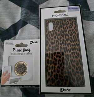 iDecoz Leopard Print iPhone XS Max Case & Matching Phone Ring Grip Stand Set NEW